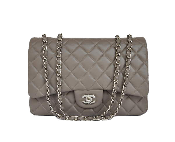 AAA Cheap Chanel Jumbo Flap Bags A28600 Gray Sheepskin Silver On Sale